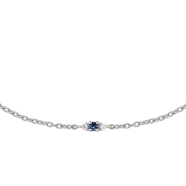 Petit - Blå safir armbånd i 14 kt. hvidguld med i alt 0,04ct. 
